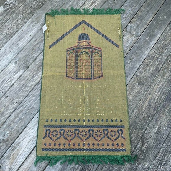 Jai Namaz Prayer Rugs Green Velvet Religious Area Rug Musalah Janamaz Rug New - Picture 9 of 11